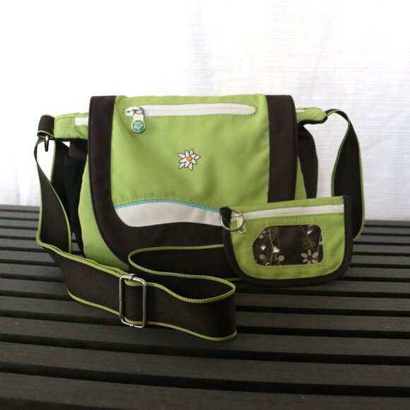 SHERPANI Milli Crossbody Bag Purse with Zipper Wallet in Green and Brown - Picture 1 of 16
